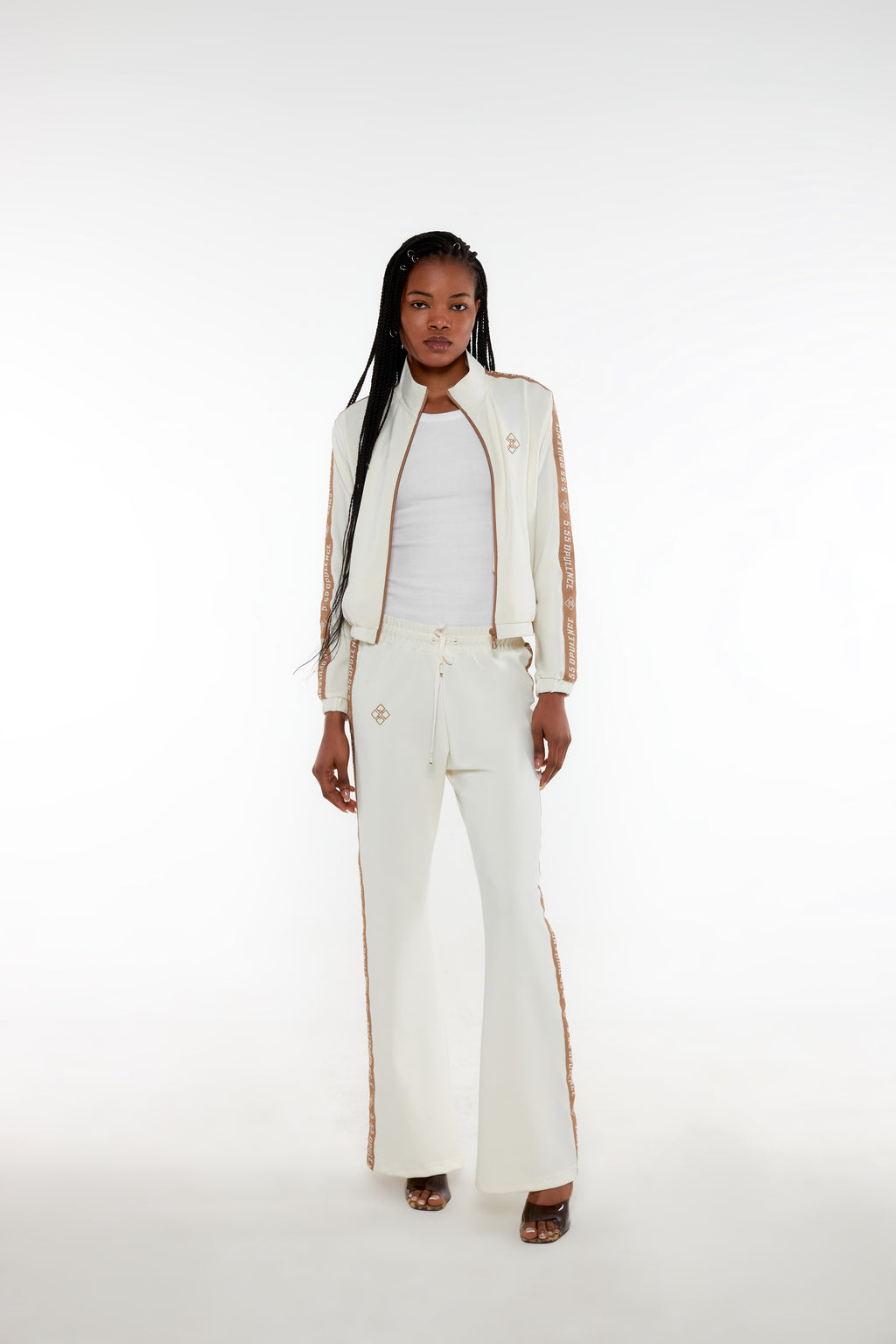 OPULENCE SANDSTONE FLARE TRACK PANTS