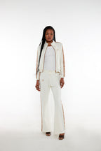 OPULENCE SANDSTONE FLARE TRACK PANTS